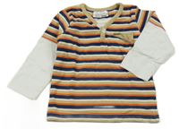 Béžovo-tmavomodro-bílé pruhované triko Ergee