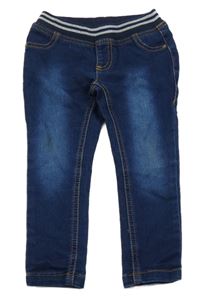 Tmavomodré džegíny s úpletovým pasem 
