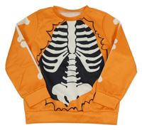 Oranžovo-černá mikina s kostrou 