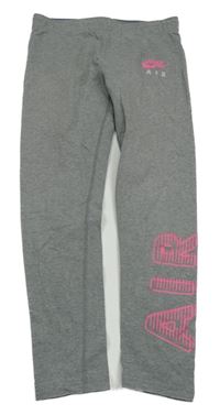 Šedé melírované crop legíny s logem Nike
