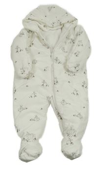 Bílá šusťáková zimní kombinéza s králíky a kapucí Mothercare