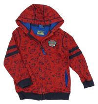 Červeno-tmavomodrá propínací mikina s Tlapkovou patrolou a kapucí George