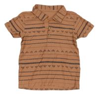 Starorůžovo-šedé vzorované polo tričko Matalan