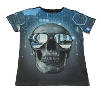 Černo-modré tričko s lebkou Chapter young