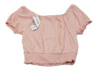 Nové - růžové crop tričko George