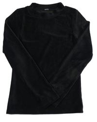 Černé žebrované sametové triko 