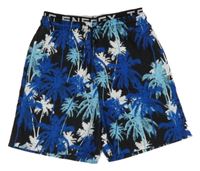 Modro-černé plážové kraťasy s palmami 