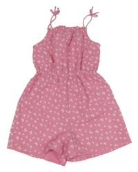 Růžový lehký kraťasový overal s motýlky Primark