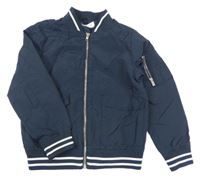 Tmavomodrý šusťákový podzimní bomber H&M