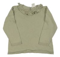 Khaki lehký svetr s volánkem H&M