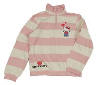 Bílo-růžová pruhovaná mikina s Hello Kitty 