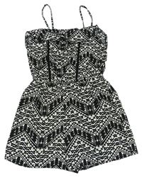 Černo-bílý vzorovaný kraťasový overal Primark