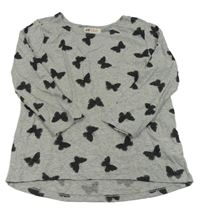 Šedé melírované triko s motýlky H&M
