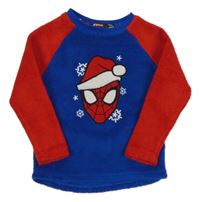 Tmavomodro-červená plyšová mikina se Spidermanem zn. Primark