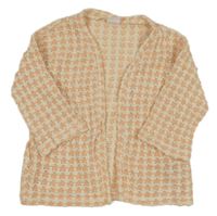 Bílo-meruňkový vzorovaný svetrový cargigan Zara