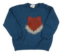 Tmavomodrý svetr s lišákem Next