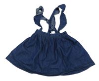 Tmavomodrá lehká riflová laclová sukně s volánky Next