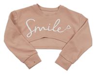 Růžová crop mikina s nápisem 