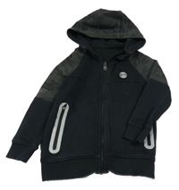 Černo-kahki propínací mikina s army rukávy a kapucí George