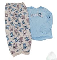 Světlemodro-růžové plyšové pyžamo - Stitch Disney