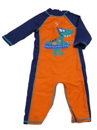 Oranžovo-tmavomodrý UV overal s dinem Bluezoo