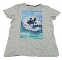 Světlešedé tričko se surfařem C&A