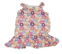 Bílo-růžovo-fialové květované šaty M&Co.