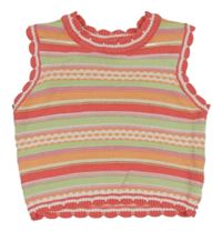 Růžovo-zeleno-bílo-oranžová pruhovaná svetrová crop vesta Matalan