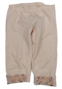 Světlerůžové capri legíny s perlami a kamínky 