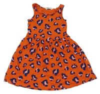 Oranžovo-tmavomodré šaty s leopardím vzorem H&M