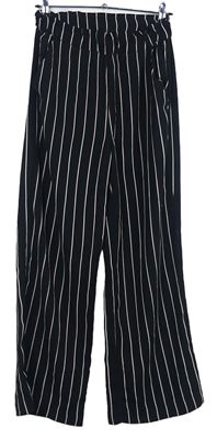Dámské černé pruhované volné kalhoty H&M