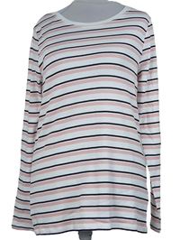 Dámské bílo-růžovo-černé pruhované triko M&S