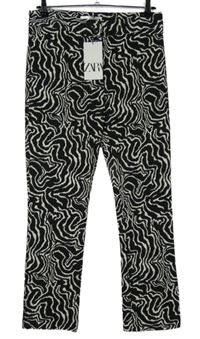 Nové - Dámské černo-bílé vzorované kalhoty Zara 