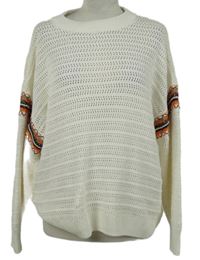 Dámský bílý ažurový svetr se vzorem Gallery 