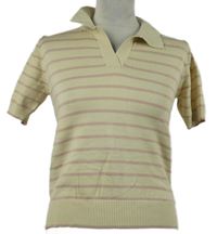 Dámské béžovo-růžové pruhované pletené tričko s límečkem Dazy 