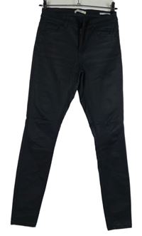 Dámské tmavomodré koženkové skinny kalhoty Esprit 