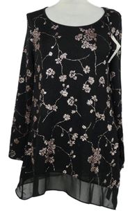 Dámská černo-růžová kytičkovaná tunika Roman 