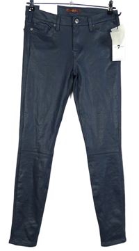 Dámské tmavomodré potažené skinny kalhoty For all 7 mankind