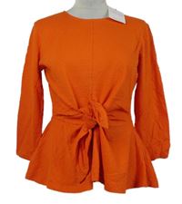 Nové - Dámská červená vzorovaná peplum halenka s mašlí Savida 