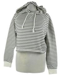 Dámská černo-bílá pruhovaná crop mikina s kapucí H&M