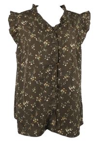 Dámská hnědá kytičkovaná halenka s volánky Shein 