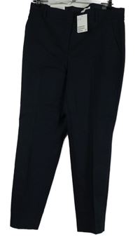 Nové - Dámské tmavomodré společenské kalhoty s puky H&M