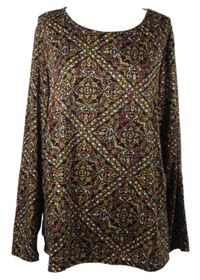 Dámské černo-béžovo-vínové vzorované triko Janina 