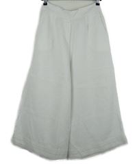 Dámské bílé lněné culottes kalhoty s krajkou 