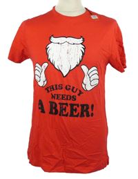 Nové - Pánské červené tričko s potiskem Jeff&Co