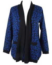 Dámský safírovo-černý vzorovaný svetrový cardigán 