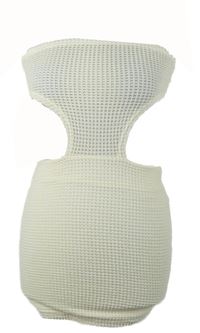 Dámské smetanové pletené šaty bez ramínek s průstřihy Shein