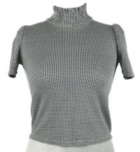 Dámské černo-bílé kostičkované crop tričko se stojáčkem Zara