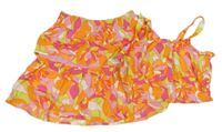 2 set - Oranžovo-růžovo-zelený květovaný crop top + sukně Tu