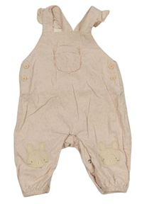 Světlerůžové puntíkaté podšité laclové manšestráky s králíčky Mothercare